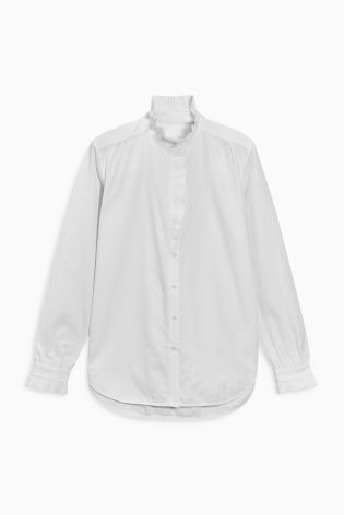 White Pleated Collar Shirt